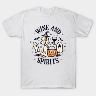 Wine and Spirits Witch with Pumpkin Cauldron T-Shirt